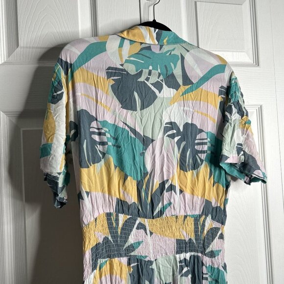 Paradised Scottie Pink Tropical Print Short Sleeve Jumpsuit Women's Size Large L - Picture 11 of 13